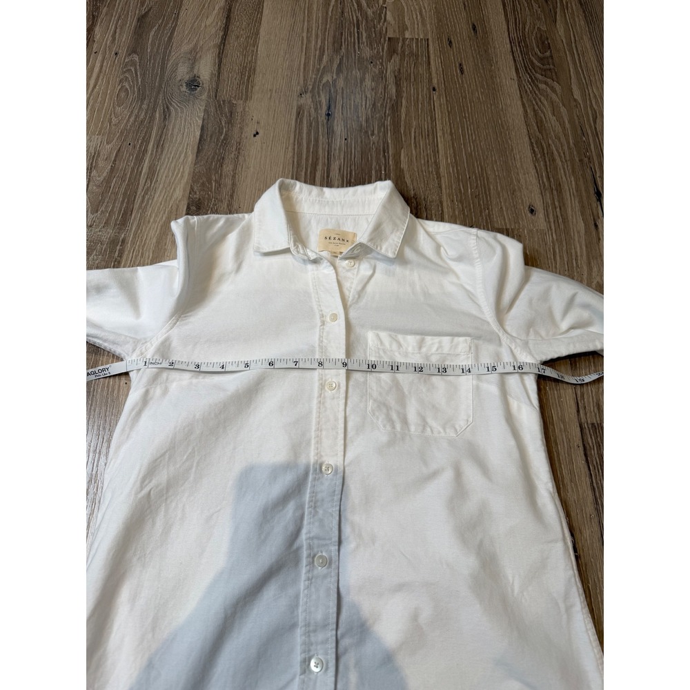 Sezane Tomboy Shirt White Organic Cotton Button Down Long Sleeve Top FR 34 US 2 - Picture 6 of 8